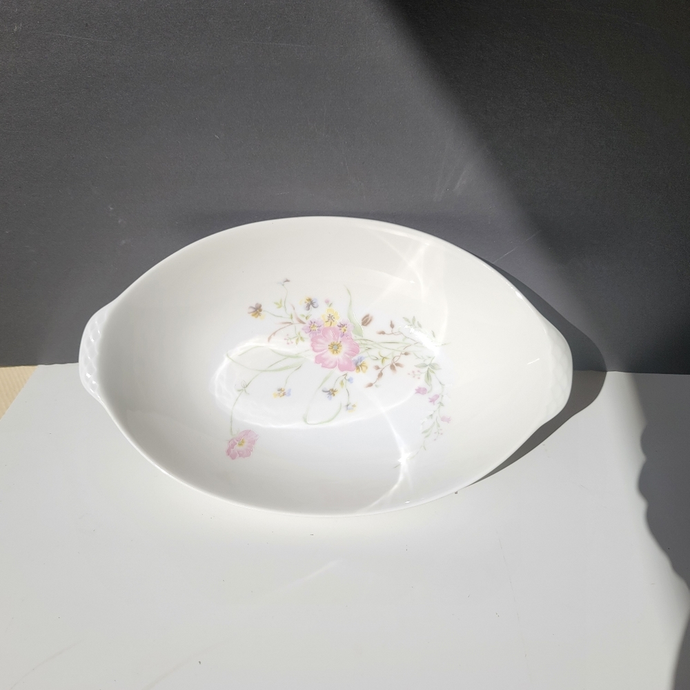 Renoir China Antique Pink Floral Pattern Serving Bowl Vintage